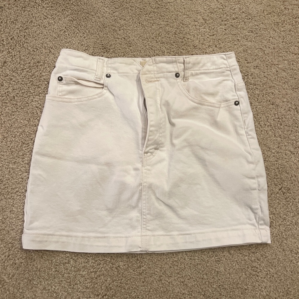 Free People white denim skirt
